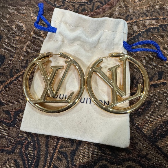 Louis Vuitton Gold Logo Earrings -Louise - Picture 5 of 9